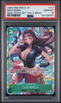 Nico Robin PSA10 2025 One Piece Japanese Mini-Tin Pack Set Vol.2-Bisai #111 - Image 1