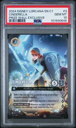 DISNEY LORCANA EN C1-LORCANA CHALLENGE PROMO #3 CINDERELLA - STOUTHEARTED PSA 10 - Image 1