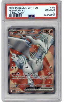 2025 Pokemon WHT EN Reshiram ex 158/086 ULTRA RARE GEM MINT 10 - Image 1