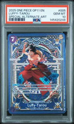 2025 ONE PIECE OP11-A FIST OF DIVINE SPEED #005 LUFFY-TAROU PSA 10 - Image 1