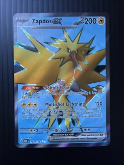 2023 Pokemon 151 Card ZAPDOS EX Full Art Foil Holo Ultra Rare 192/165 - Image 1