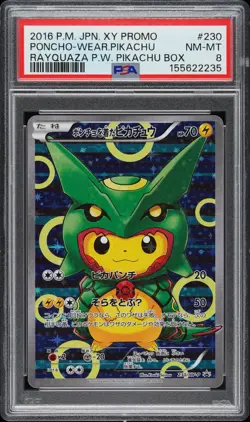 PSA 8 PONCHO PIKACHU 230/XY-P | Rayquaza Japanese Full Art Pokemon Card - Image 1