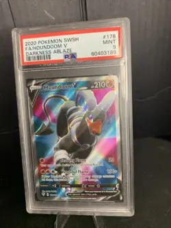 2020 POKEMON SWORD & SHIELD DARKNESS ABLAZE #178 FULL ART/HOUNDOOM V PSA 9 - Image 1