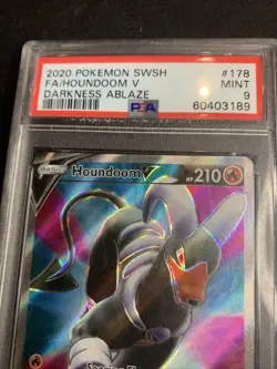2020 POKEMON SWORD & SHIELD DARKNESS ABLAZE #178 FULL ART/HOUNDOOM V PSA 9 - Image 5