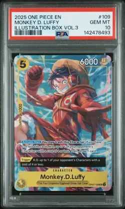 2025 ONE PIECE PROMOS #109 MONKEY D. LUFFY ILLUSTRATION BOX VOL.3 GEM MT PSA 10 - Image 1
