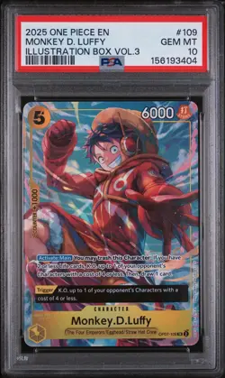 PSA 10 2025 ONE PIECE PROMOS #109 MONKEY D. LUFFY ILLUSTRATION BOX VOL.3 💎✨ - Image 1