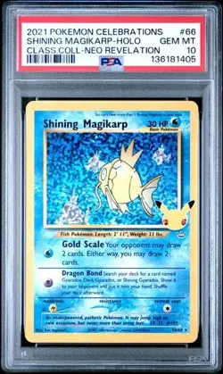 SHINING MAGIKARP 66/64 PSA 10 CELEBRATIONS CLASSIC COLLECTION POKEMON ENGLISH - Image 1