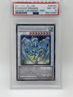 Yugioh PSA 8 NM/M Stardust Dragon AC11 DE024 Secret Rare German Advent Calendar - Image 1