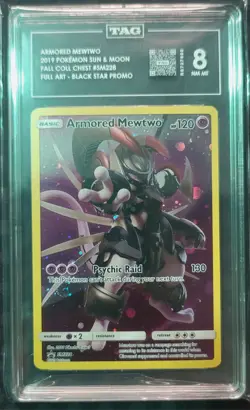 Pokemon TCG Armored Mewtwo SM228 Promo TAG 8 PSA 8 NEAR MINT - Image 1