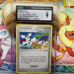 POKEMON 2009 WORLD CHAMPIONSHIP Tropical Wind STAFF PROMO DP48 - CGC 9 MINT - Image 1