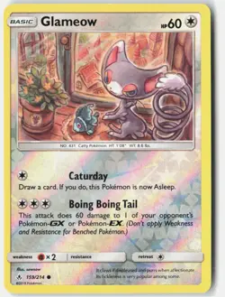 Glameow 159/214 Common Unbroken Bonds Pokemon Reverse Holo Lightly Played - Image 1