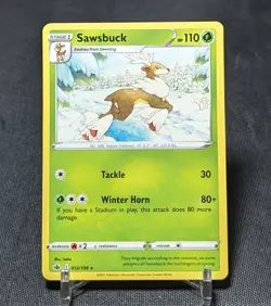 Sawsbuck Regular Rare Grass 2021 Pokemon TCG SWSH CHILLING REIGN Card 012/198 - Image 1