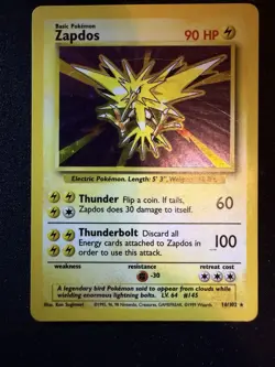 Pokemon Zapdos 16/102 Base Set MP - Image 1