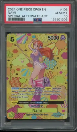 2024 ONE PIECE OP09-EMPERORS IN THE NEW WORLD SPECIAL ALTERNATE ART NAMI PSA 10 - Image 1