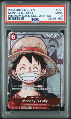 2023 ONE PIECE PREMIUM CARD COLLECTION 25TH EDITION #001 MONKEY D. LUFFY PSA 9 - Image 1