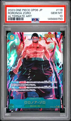 2023 ONE PIECE JAPANESE OP06-WINGS OF THE CAPTAIN #118 RORONOA ZORO PSA 10 - Image 1