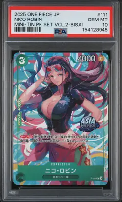 Nico Robin PSA10 2025 One Piece Japanese Mini-Tin Pack Set Vol.2-Bisai #111 - Image 1