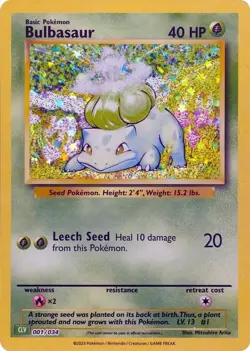 Bulbasaur 001/034 Classic Collection CLV HOLO Pokemon Card - Image 1