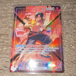 Bandai One Piece Portgas D. Ace Leader Alternate Art Holo English Card OP16-001 - Image 1
