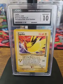 Graded POKEMON ZAPDOS BLACK STAR PROMO 23 ERROR - CGC MINT 10 - Image 1
