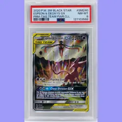 Pokemon Espeon & Deoxys GX SM240 Black Star Promo Tag Team PSA 8 NM/Mint - Image 1