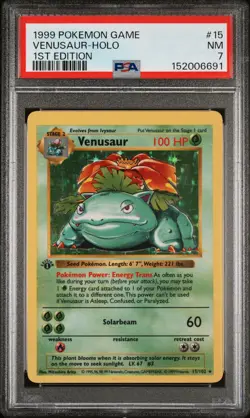 1999 POKEMON GAME 1ST EDITION #15 VENUSAUR-HOLO PSA 7 - Image 1