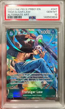 2024 One Piece PRB01 English Trafalgar Law OP01-047 Alt Art PSA 10 Gem Mint - Image 1