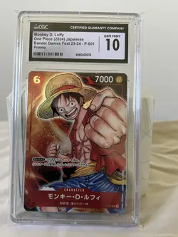 CGC 10 Monkey D Luffy P-001 Promo – Bandai Games Fest 23-24 – One Piece Japanese - Image 1