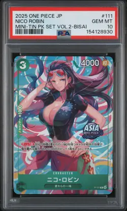 Nico Robin PSA10 2025 One Piece Japanese Mini-Tin Pack Set Vol.2-Bisai #111 - Image 1