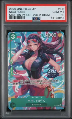 Nico Robin PSA10 2025 One Piece Japanese Mini-Tin Pack Set Vol.2-Bisai #111 - Image 1