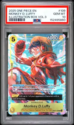 2025 ONE PIECE PROMOS ILLUSTRATION BOX VOL.3 #109 MONKEY D. LUFFY PSA 10 - Image 1
