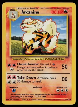 Arcanine 23/102 Pokemon Base Set Unlimited Uncommon Near Mint - Image 1