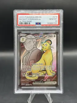 Team Rocket’s Persian Ex 219/182 Destined Rivals Full Art Pokemon TCG PSA 10 - Image 1
