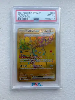 2024 JAPANESE PIKACHU EX FULL ART RARE UR TERASTAL FEST SV8A POKEMON PSA 10 #236 - Image 1