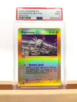 PSA 9 Magnemite 62/97 Reverse Foil / Holo Ex Dragon 2003 Pokemon MINT - Image 1