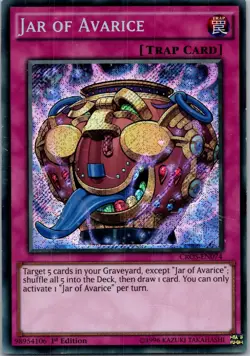 Yugioh Jar of Avarice CROS-EN074 1st Edition Secret Rare NM - Image 1