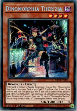 Yugioh Dinomorphia Therizia MP23-EN009 1st Edition Prismatic Secret Rare NM - Image 1