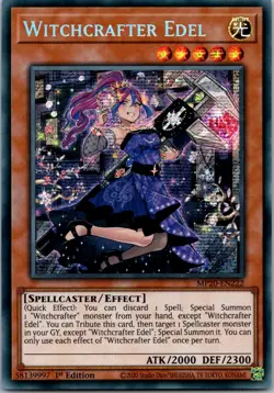 Yugioh Witchcrafter Edel MP20-EN222 1st Edition Prismatic Secret Rare NM - Image 1