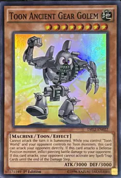 Toon Ancient Gear Golem DRL2-EN022 1st Edition Super Rare VLP - Image 1