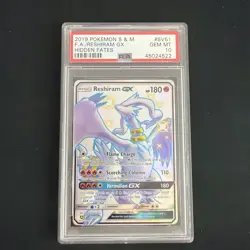 PSA 10 Pokemon Reshiram GX SV51/SV94 Hidden Fates Shiny Vault Full Art Holo - Image 1