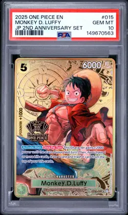 PSA 10 MONKEY D LUFFY ST13-015 JAPANESE 2ND ANNIVERSARY SET ENGLISH ONE PIECE 😍 - Image 1