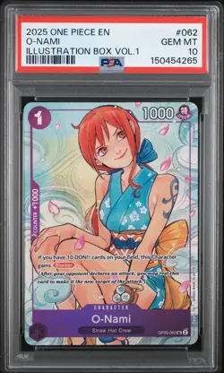 2025 ONE PIECE PROMOS ILLUSTRATION BOX VOL.1 #062 O-NAMI PSA 10 - Image 1