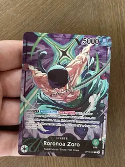 One Piece TCG Roronoa Zoro alt art leader from bandai website mint condition - Image 3