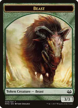 MTG GREEN BEAST 3/3 TOKEN - MODERN MASTERS 2017 - MM3 MAGIC THE GATHERING - Image 1