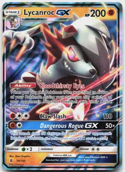 Lycanroc GX 74/145 Holo Ultra Rare Guardians Rising Pokemon Near Mint - Image 1