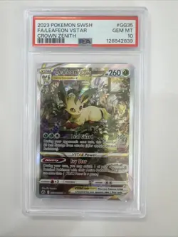 2023 POKEMON SWORD & SHIELD CROWN ZENITH #GG35 FULL ART/LEAFEON VSTAR PSA 10 - Image 1