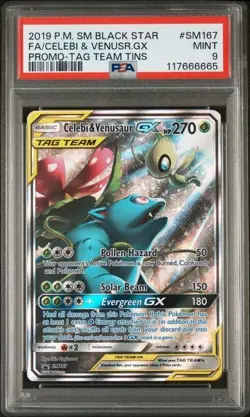 Celebi & Venusaur Tag Team GX SM167 2019 Promo Sm Pokemon TCG PSA 9 MINT - Image 1