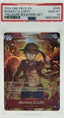 2024 One Piece EN Monkey D. Luffy ST10-006 SR Treasure Boosters Set PSA 10 - Image 1