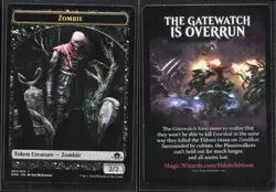 ZOMBIE TOKEN (004) 4 TOKEN ELDRITCH MOON MAGIC: THE GATHERING NM/M - Image 1