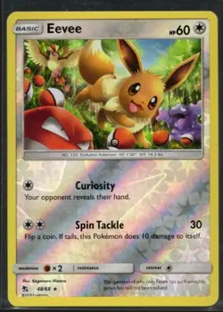 Eevee 48/68 HOLO Rare Hidden Fates Pokemon Reverse Holo LP Kagemaru Himeno - Image 1